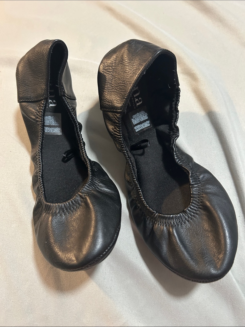 a.n.a Black Elastic-Top Leather Ballet Flats